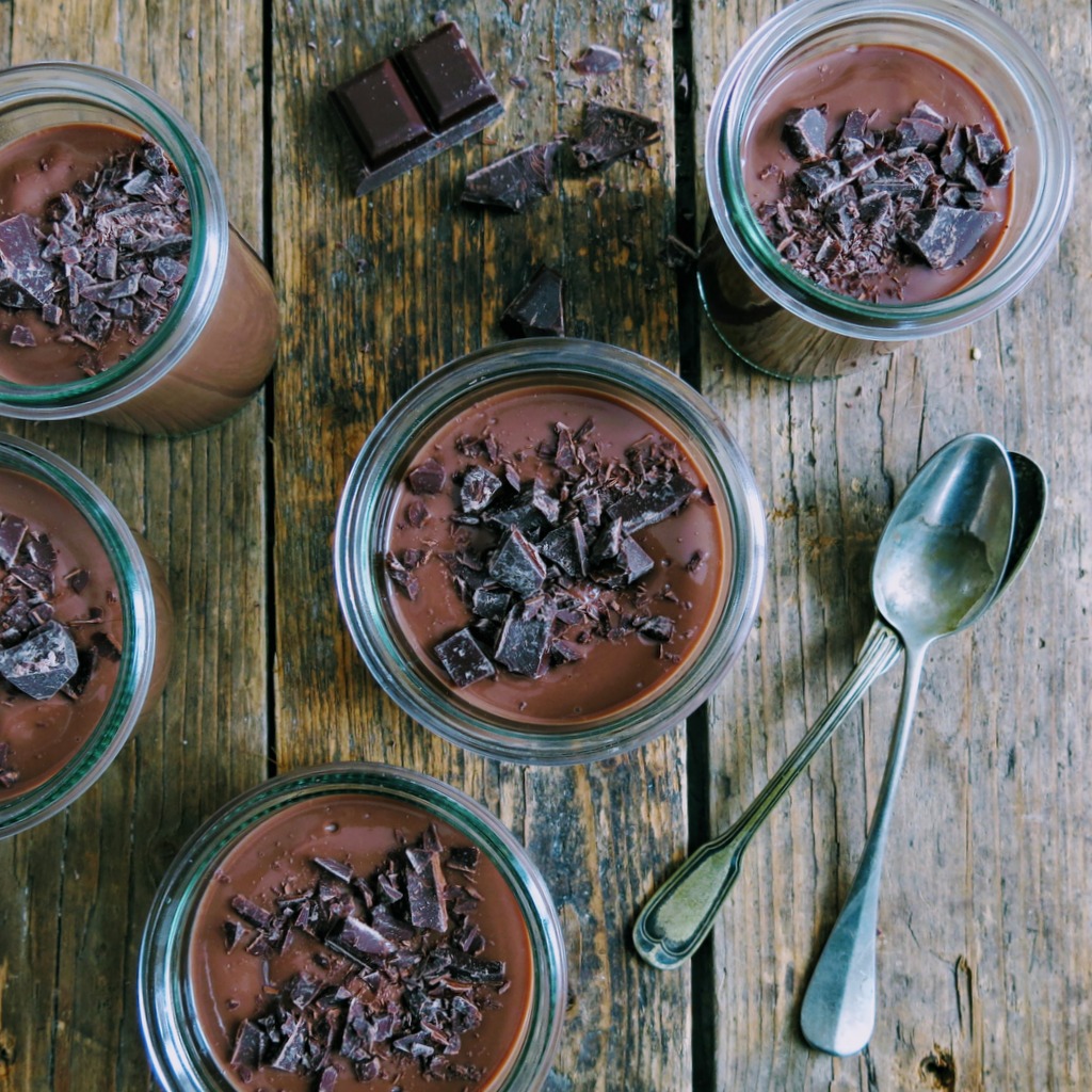 Pots de crème cacao et chocolat